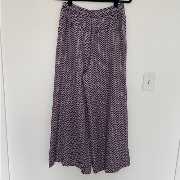 Maeve By Anthropologie Wide Leg Pants, Blue and Pink Retro - Size 8 - Picture 4 of 7